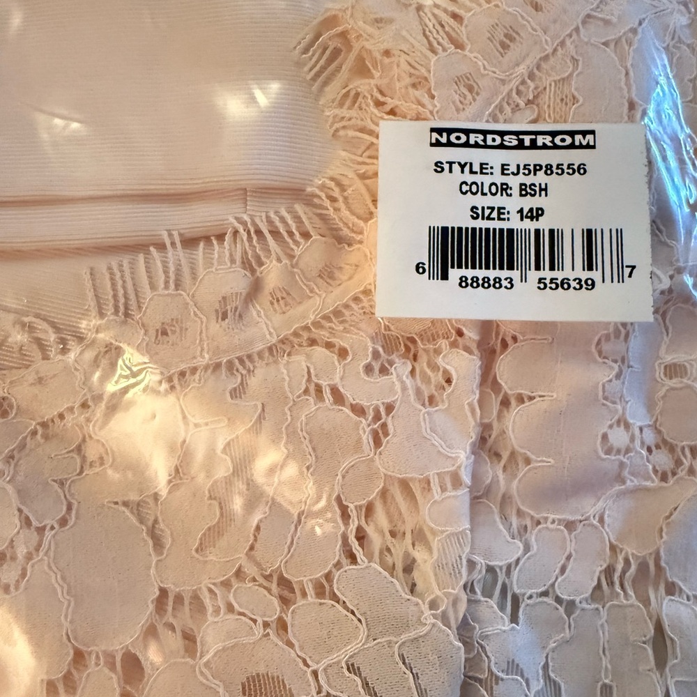 Eliza J Lace Faille Cap Sleeve Dress Lace Pink Blush Petite 12P 14P NWT Wedding - Picture 9 of 9